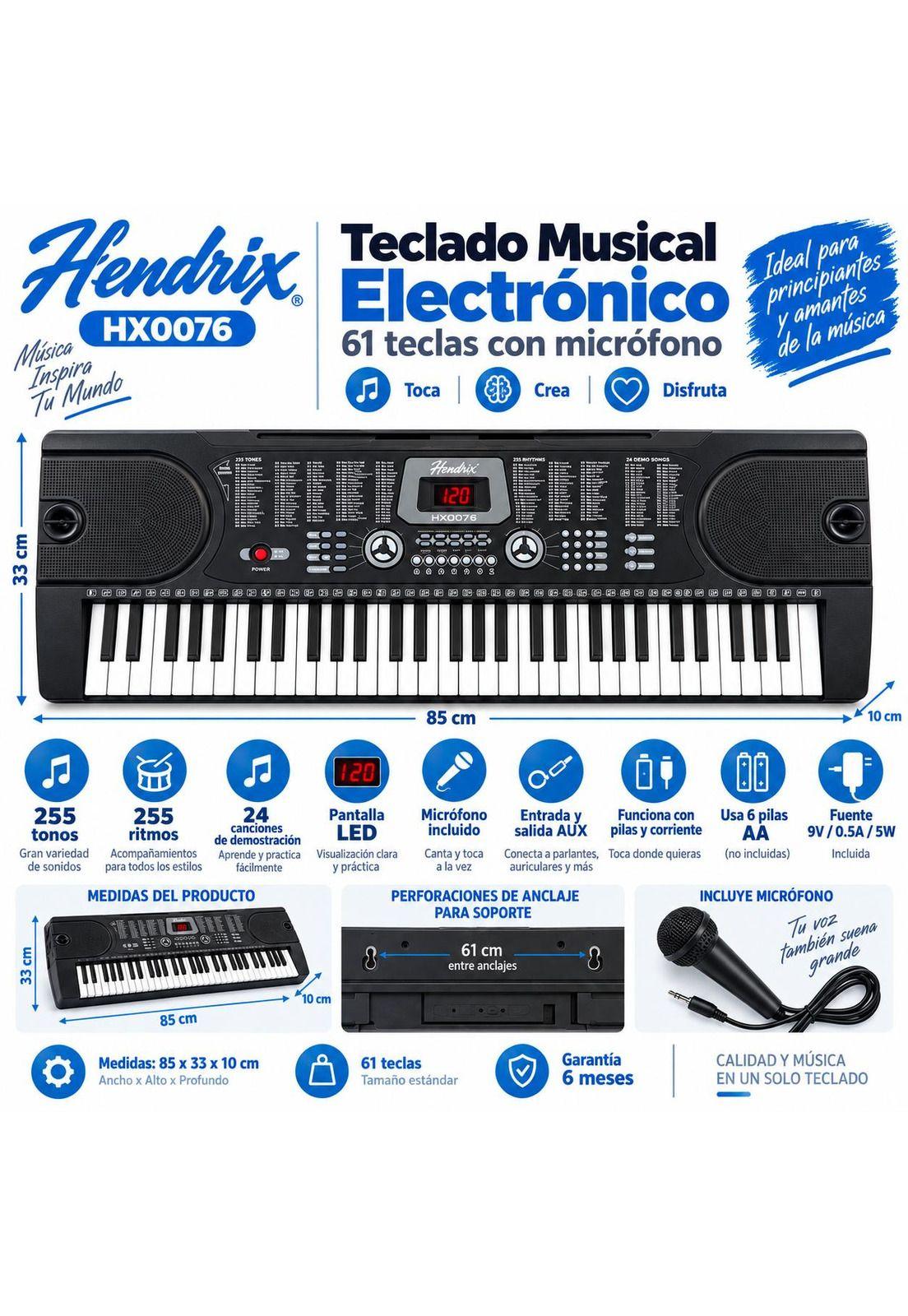 Teclado Musical de 61 Teclas - Piano Electrónico-7