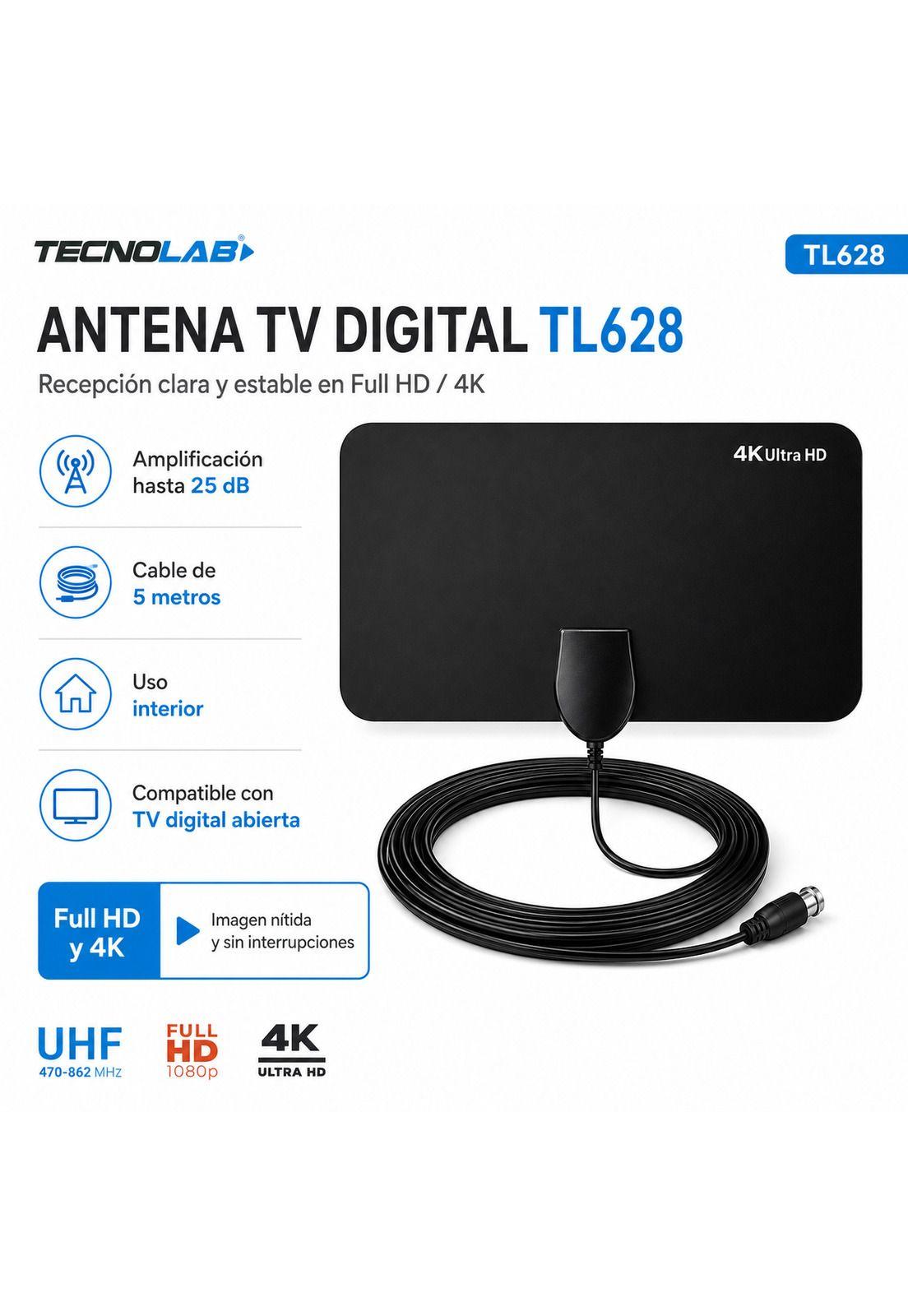 Antena de TV Digital Ultra HD 4K/ FHD de Alta Ganancia TL628-4