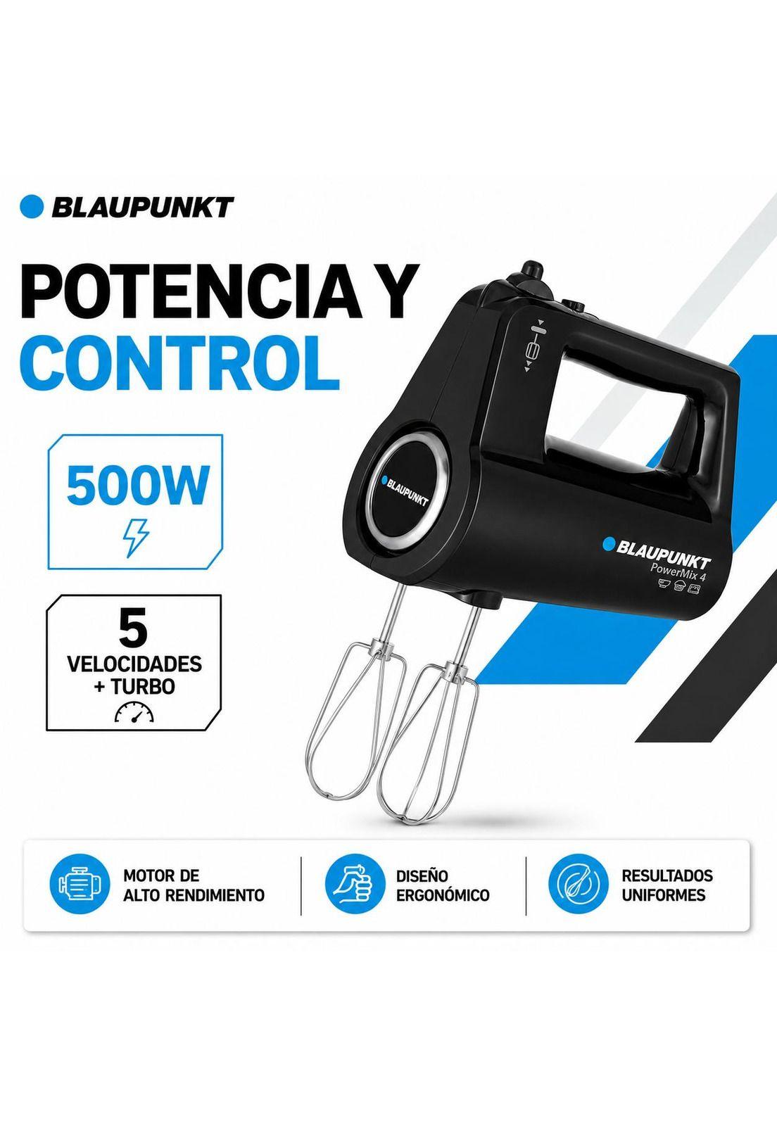 Batidora de Mano Power Mixer 500W de 5 Velocidades + Turbo-5