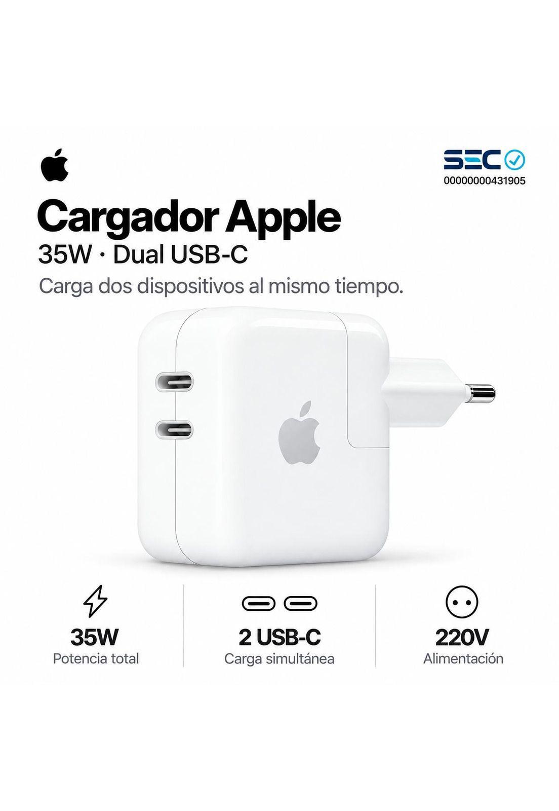 Cargador Apple Dual USB-C 35W White Edition-5