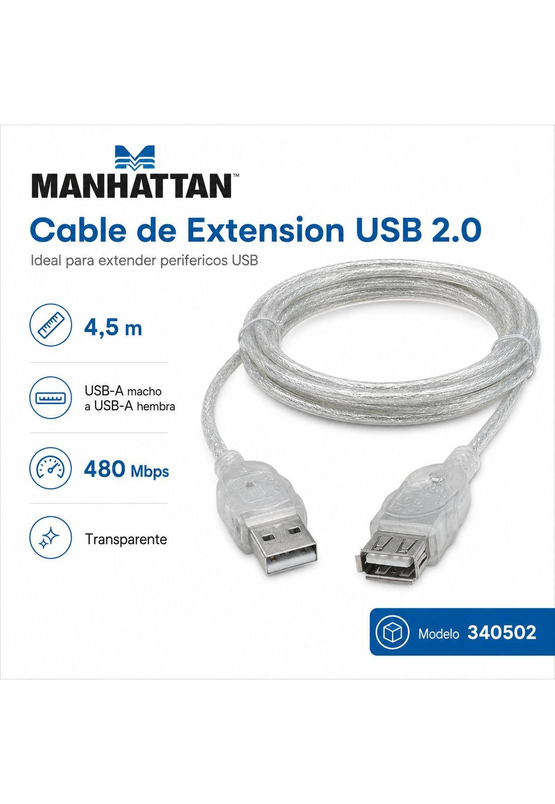 Cable De Datos Extension USB 4.5m  Manhattan 340502-4