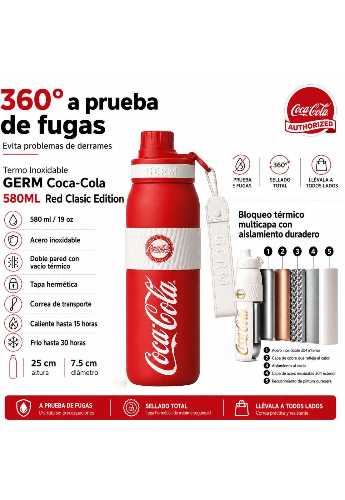 Termo Inoxidable GERM Coca-Cola 580 ML RED Clasic Edition-5