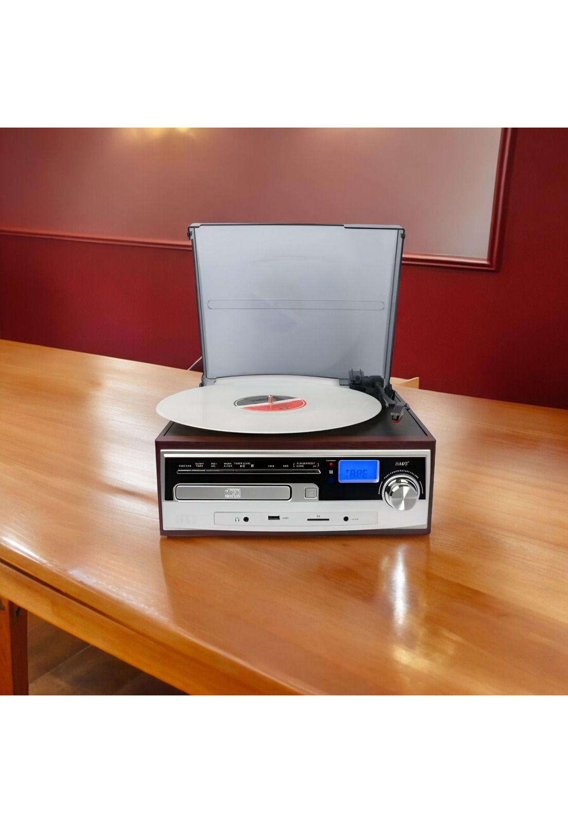 Toca Disco Tornamesa IRT Bluetooth/Aux/Cassette/USB/CD/SD/FM-2