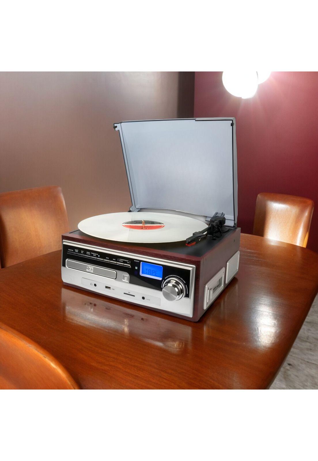 Toca Disco Tornamesa IRT Bluetooth/Aux/Cassette/USB/CD/SD/FM-5