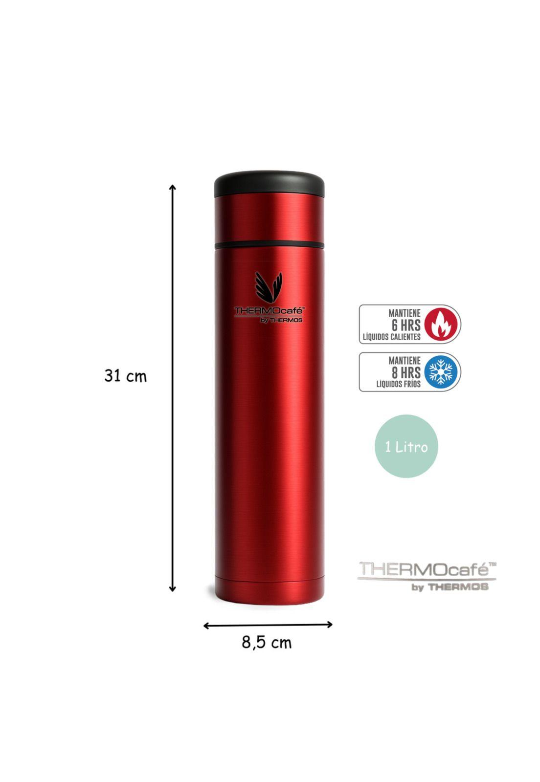 Termo Premium de Acero Inoxidable 1L Rojo Metalizado 12H/24H-2