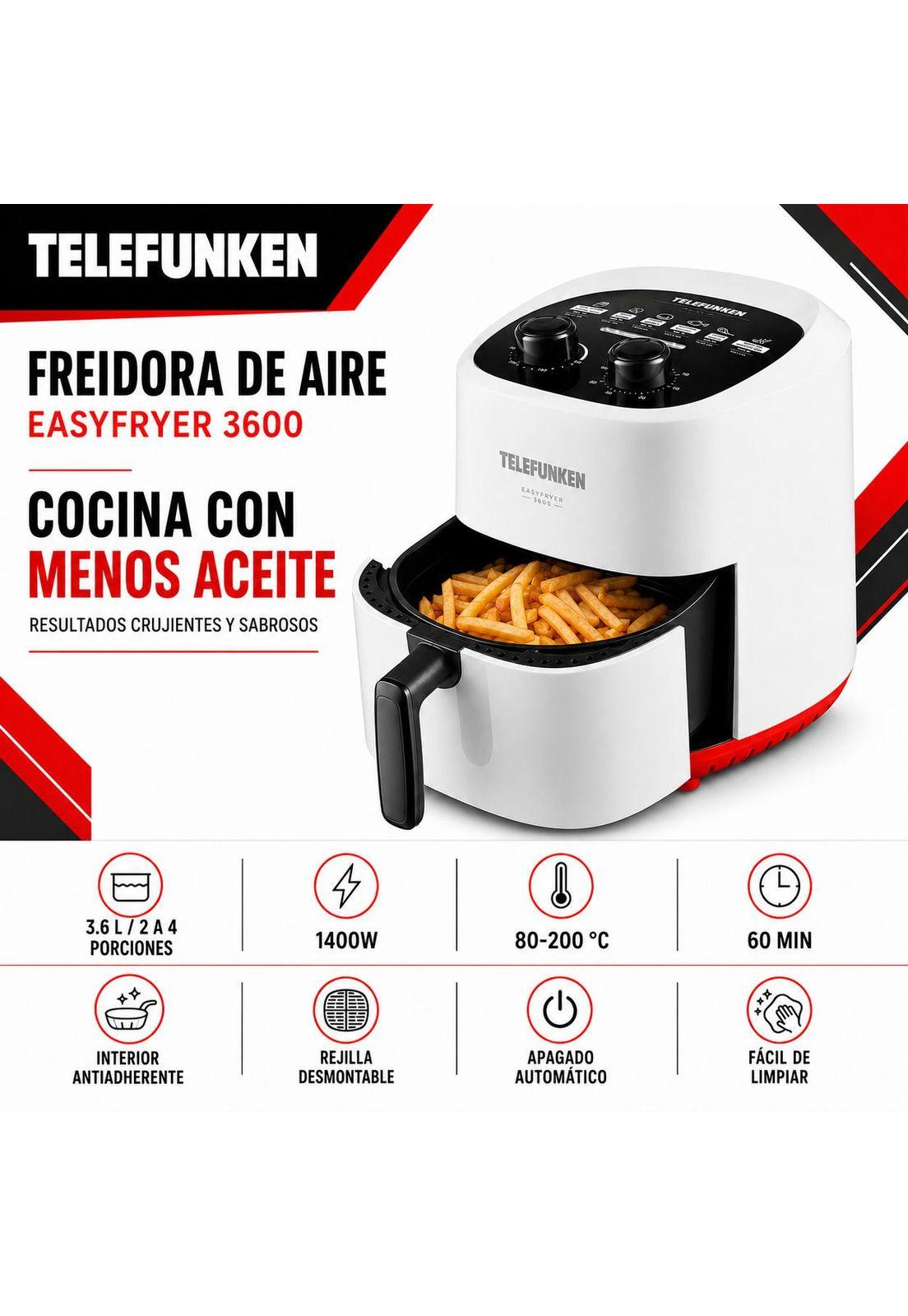 Freidora de Aire  TELEFUNKEN 1400w EasyFryer 3.6 LT 200° Max-6