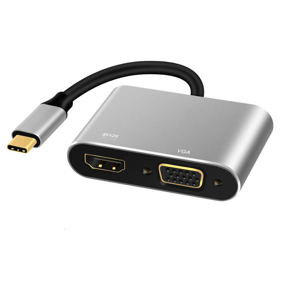 Hub Adaptador 4 en 1 Type-C a HDMI 4K + VGA + USB 3.0+ USB C-11