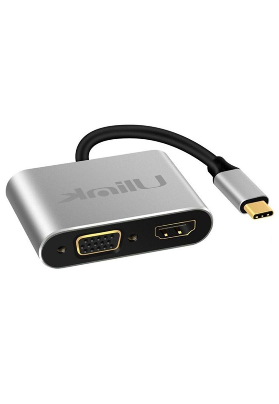 Hub Adaptador 4 en 1 Type-C a HDMI 4K + VGA + USB 3.0+ USB C-7