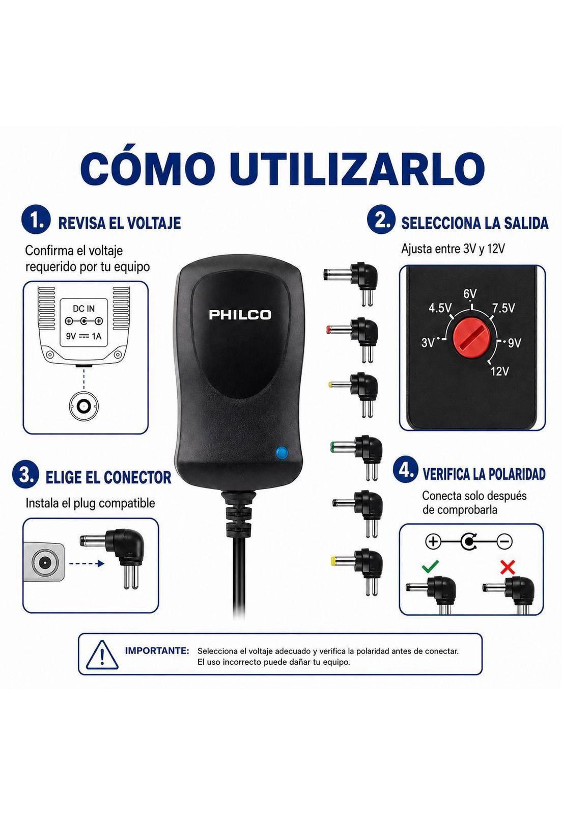 Transformador 12V Regulables 1.2A / 15W + 6 Plug Universales-2