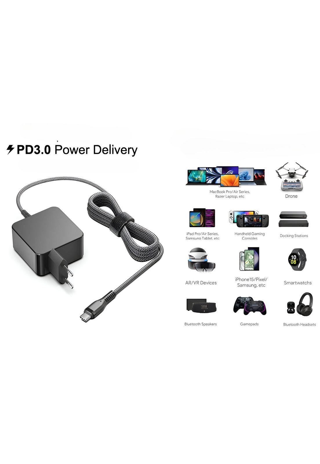 Cargador Universal USB-C para Smartphone y Notebook 65W SEC-9