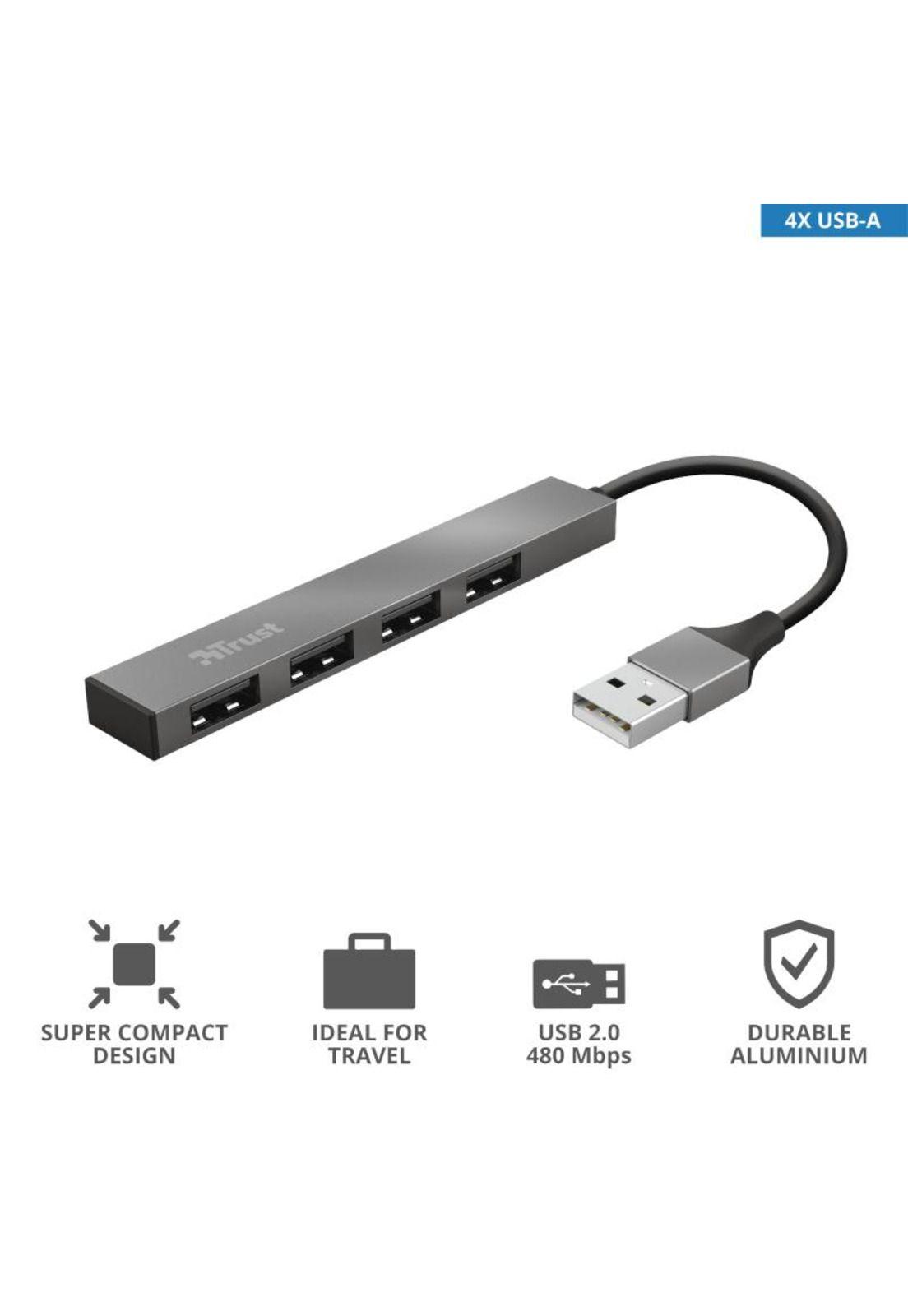 Hub Usb Trust Halyx 4 Puertos Usb 2.0 Flat Aluminium High Speed-3