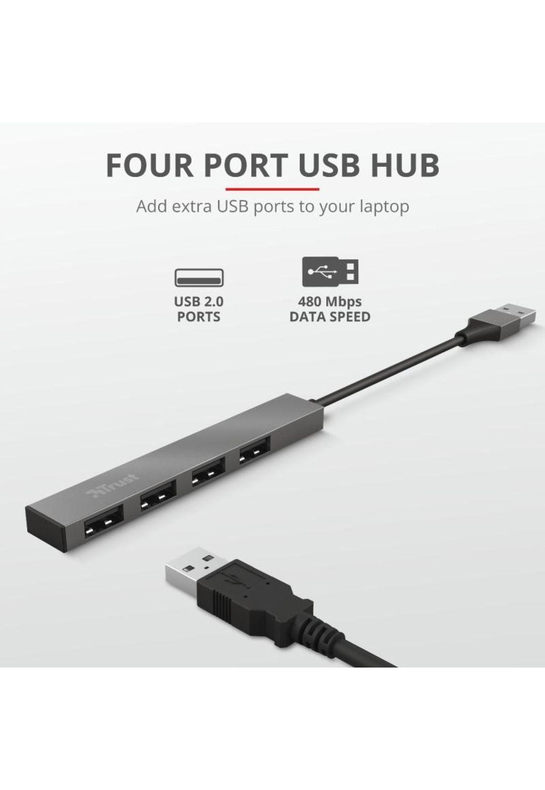 Hub Usb Trust Halyx 4 Puertos Usb 2.0 Flat Aluminium High Speed-4
