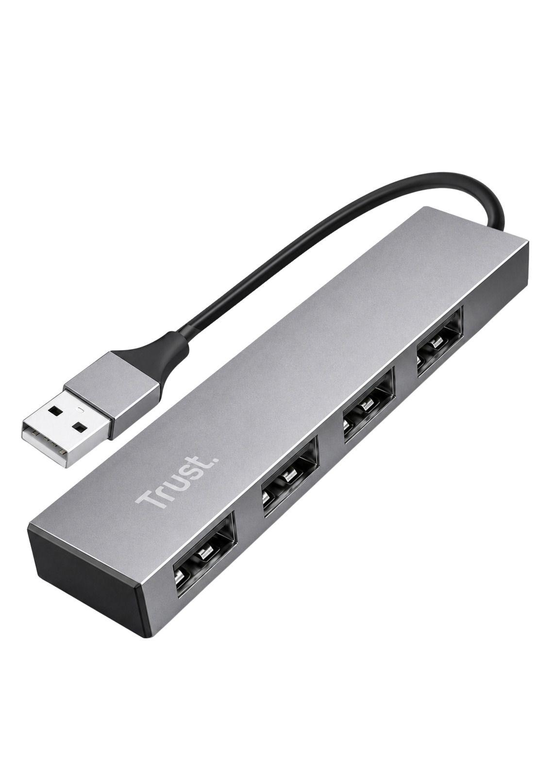 Hub Usb Trust Halyx 4 Puertos Usb 2.0 Flat Aluminium High Speed-0