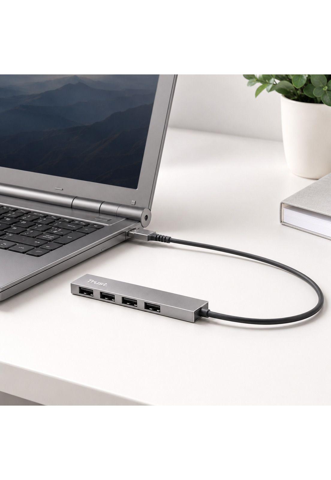 Hub Usb Trust Halyx 4 Puertos Usb 2.0 Flat Aluminium High Speed-5