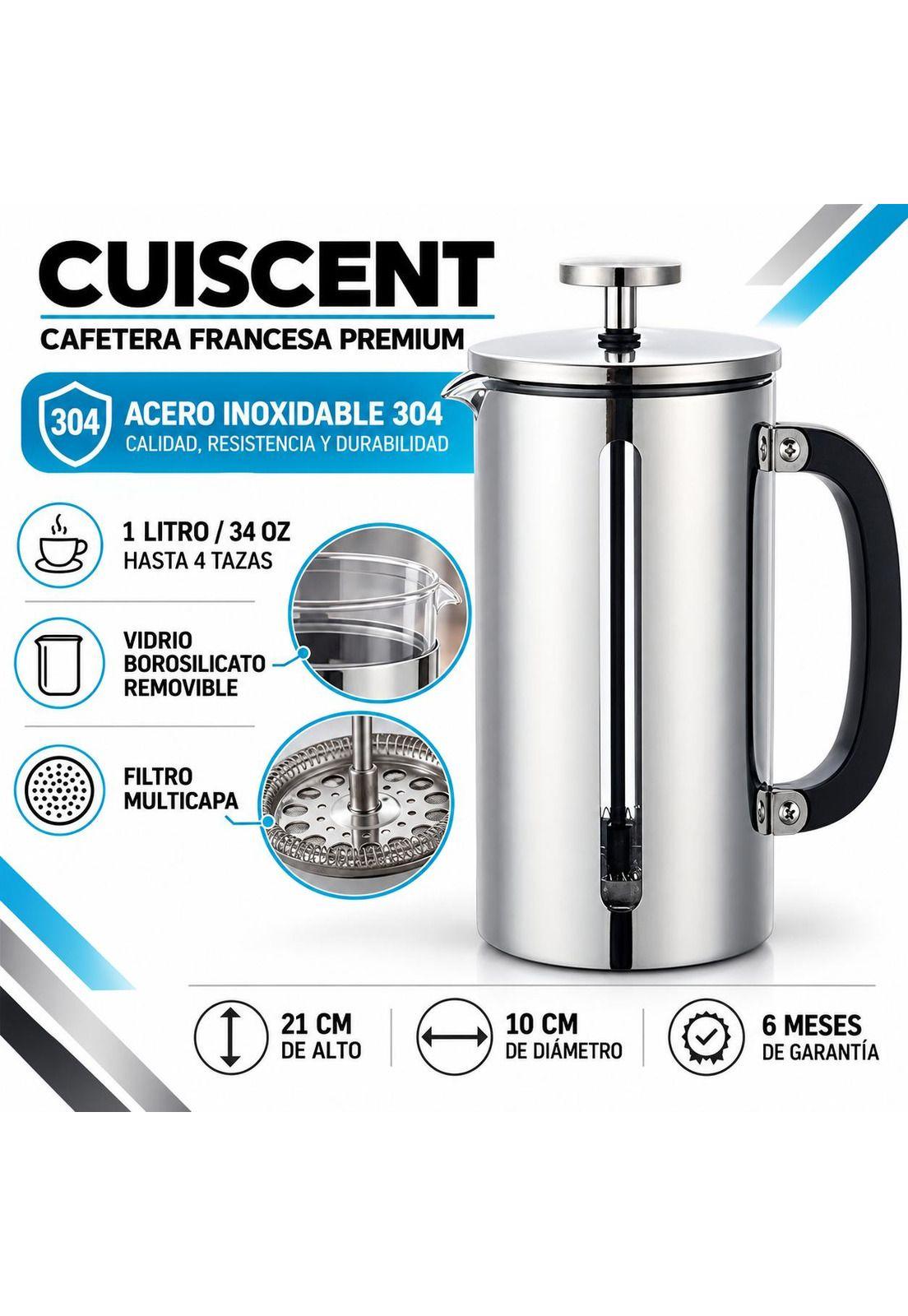 Cafetera Francesa Premium de Acero Inoxidable Cuiscent 1LT-5