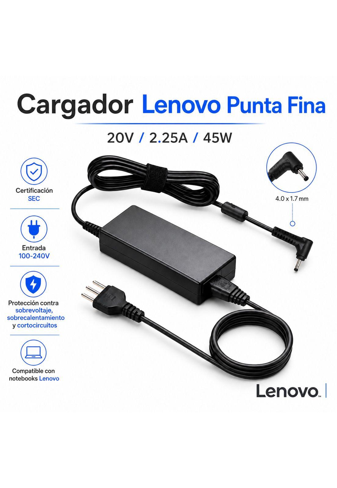 Cargador Notebook Para Lenovo Punta Fina 20V/2.25A CERT-SEC-3