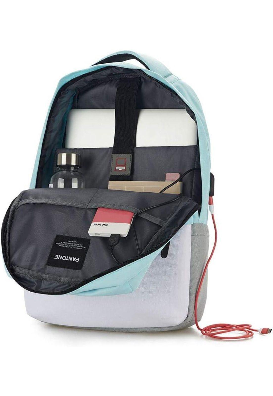 Mochila Turquesa Pantone de Notebooks 16” + Cable Carga USB-1
