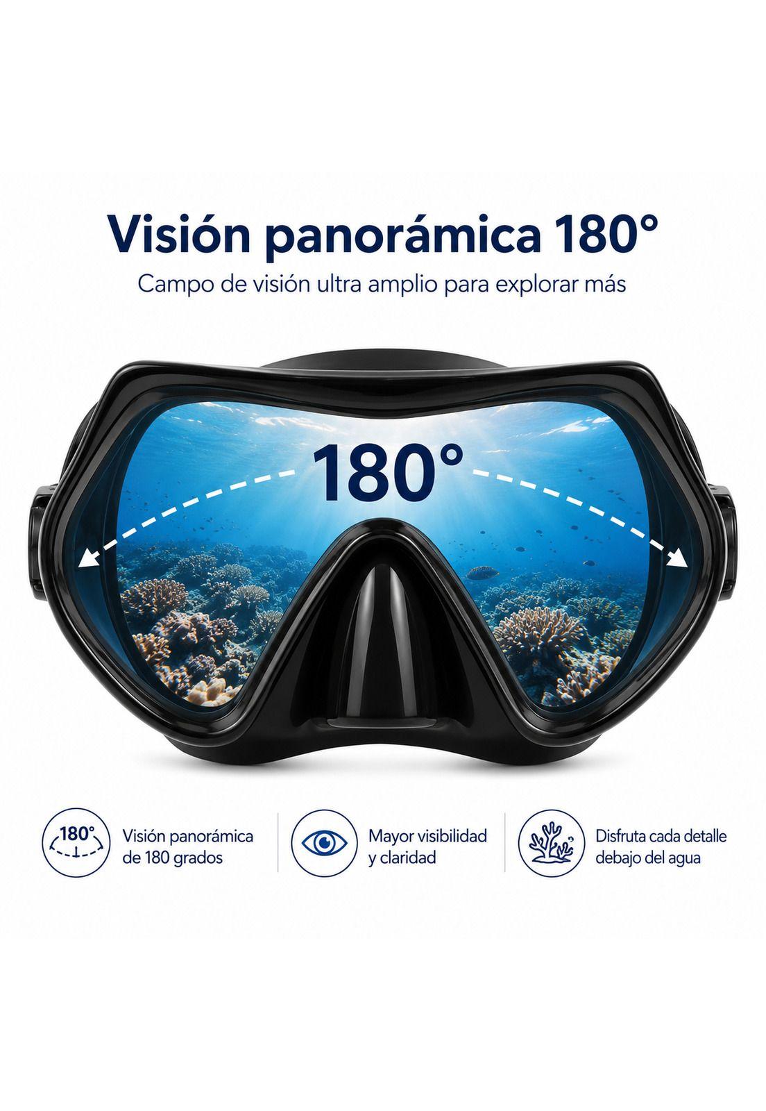 Mascara de Buceo Anti Fugas de Vidrio Templado con Snorkel-5