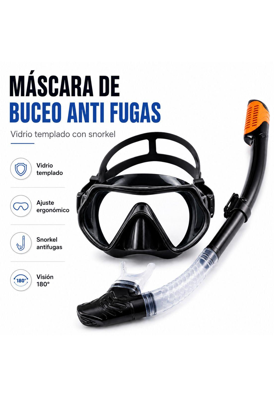 Mascara de Buceo Anti Fugas de Vidrio Templado con Snorkel-6