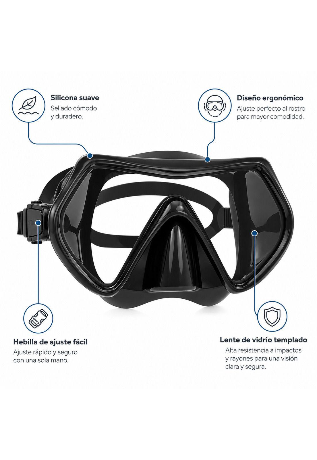 Mascara de Buceo Anti Fugas de Vidrio Templado con Snorkel-7