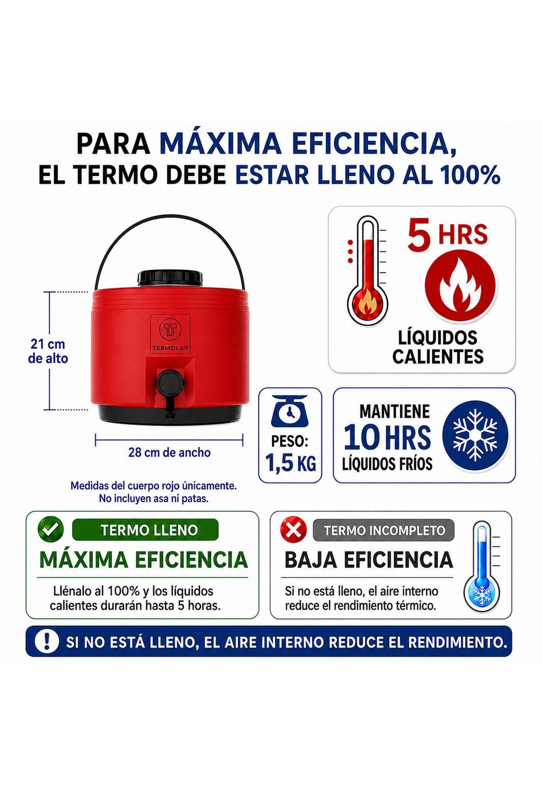 Maxi Termo 6 Litros Termolar Rojo para Agua Caliente y Fria-6