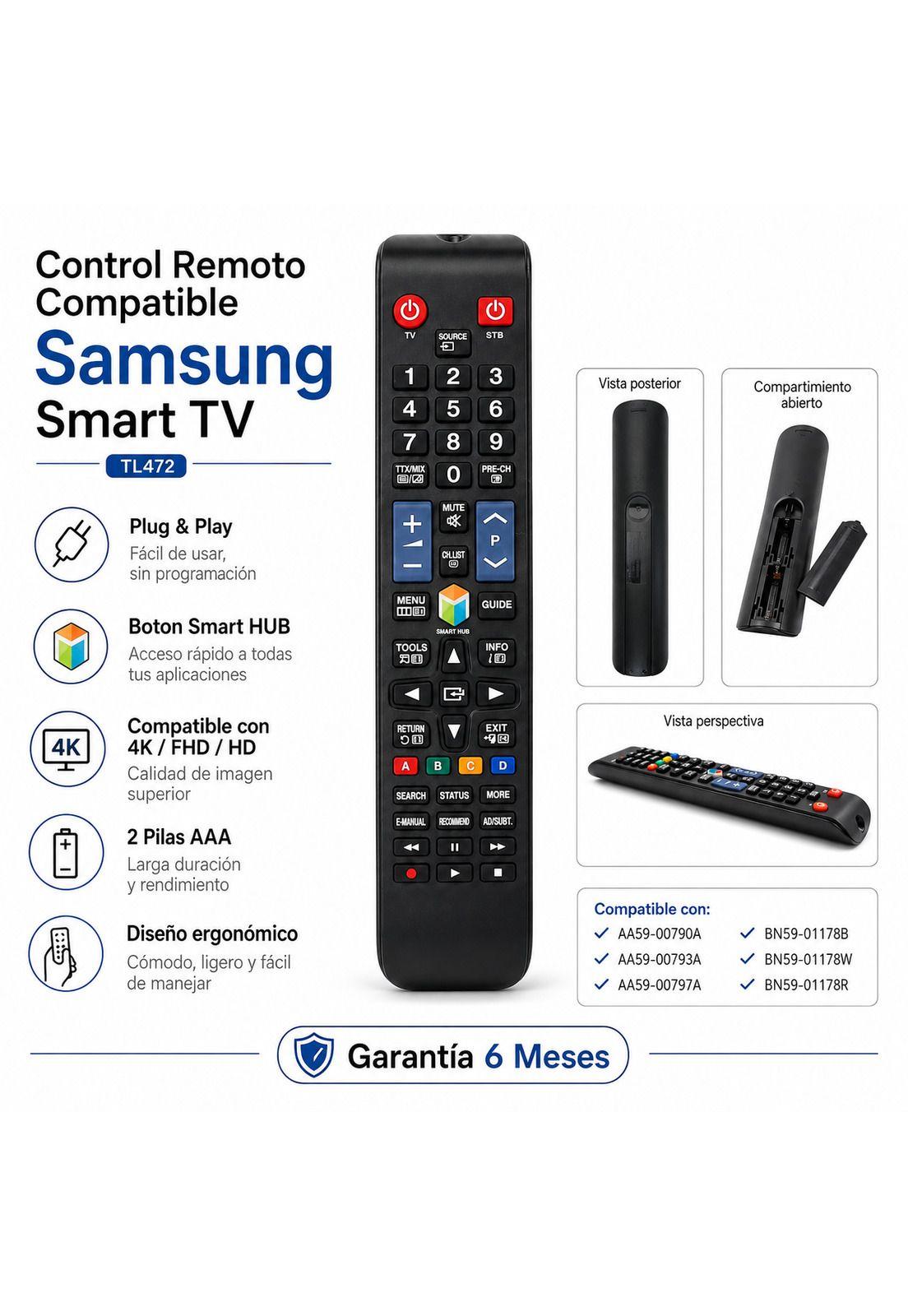 Control Remoto Compatible Samsung Smart TV Ultima Generación TL472-5