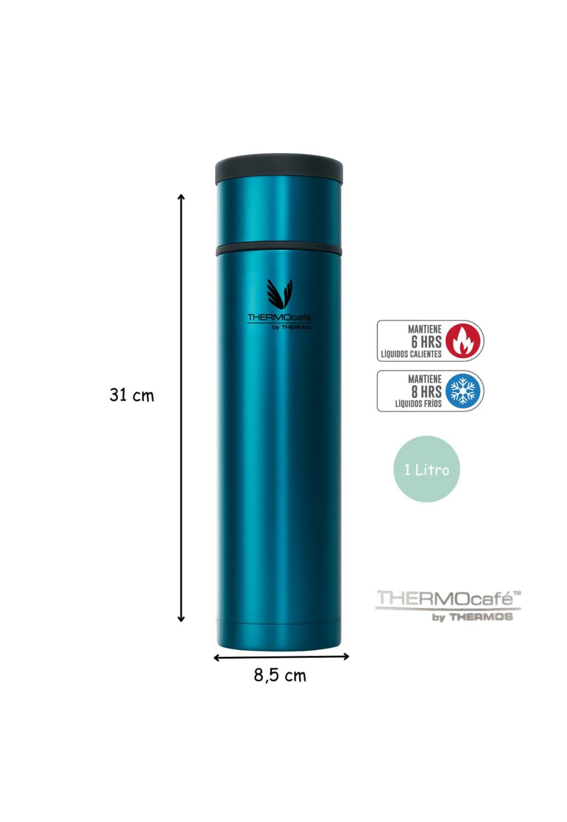 Termo Premium de Acero Inoxidable 1L Azul Metalizado 12H/24H-3