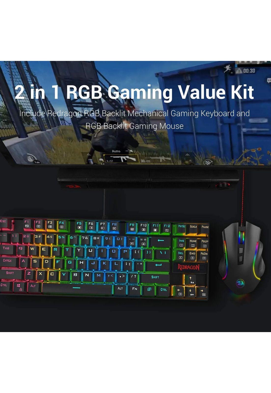 Kit Redragon Teclado Mecánico Kumara + Mouse Griffin RGB-9