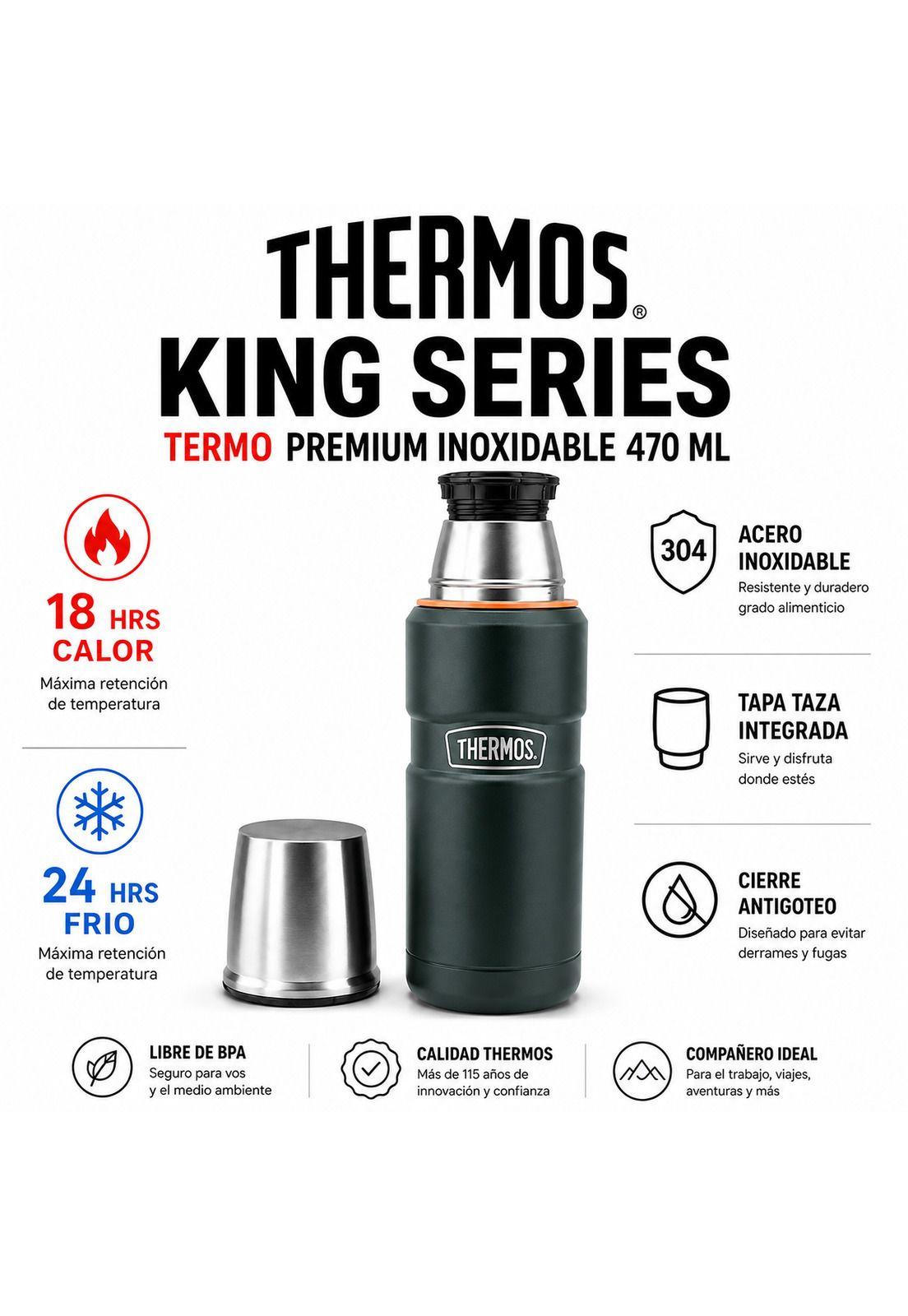 Termo Premium Thermos King Inox SK2000 470ML 18H/24H Verde-5