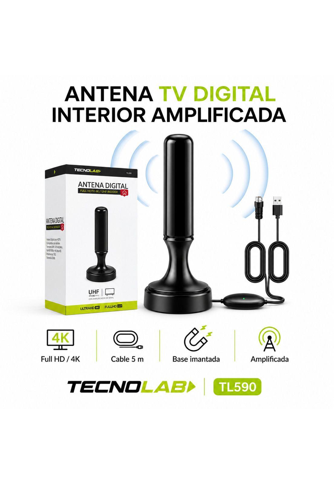 Antena de TV Digital Amplificada 5MT 4K Ultra HD / FHD TL590-5