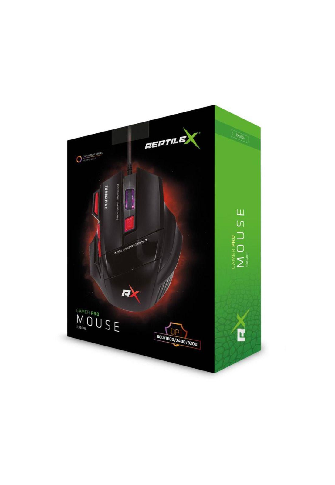Mouse Gamer 7 Botones 3200 DPI + Turbo Fire Reptilex Rx0006-6