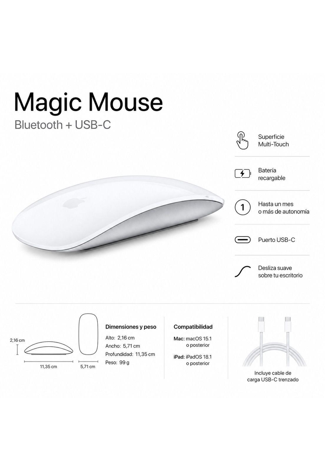 Mouse Inalámbrico Apple Magic Multitouch Bluetooth / USB-C-6