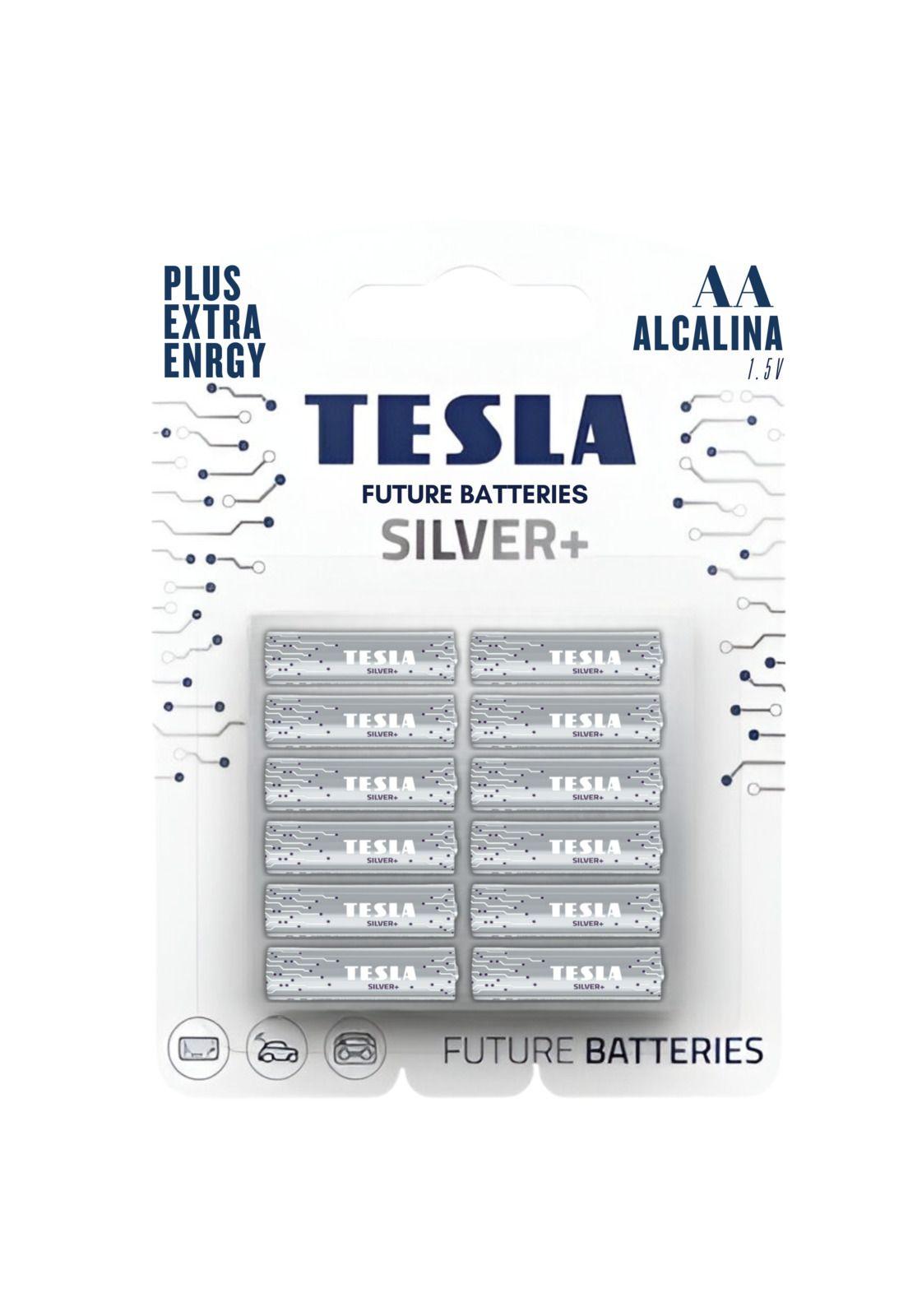 Pack 12 Pilas AA Tesla Silver+ Alkaline Plus Extra Energy-4