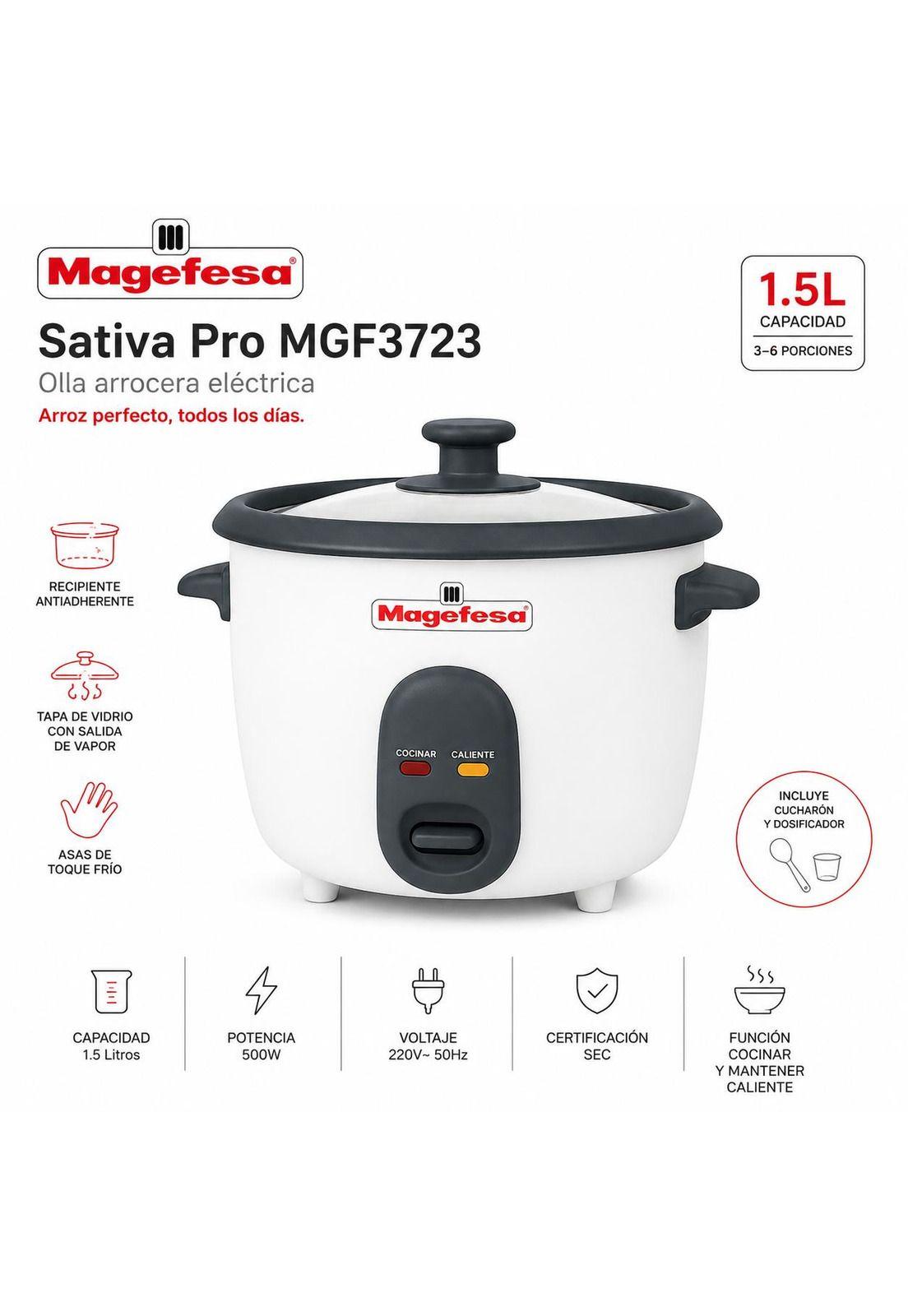 Olla Arrocera Eléctrica Magefesa 1.5L Sativa Pro MGF3723 WH-5