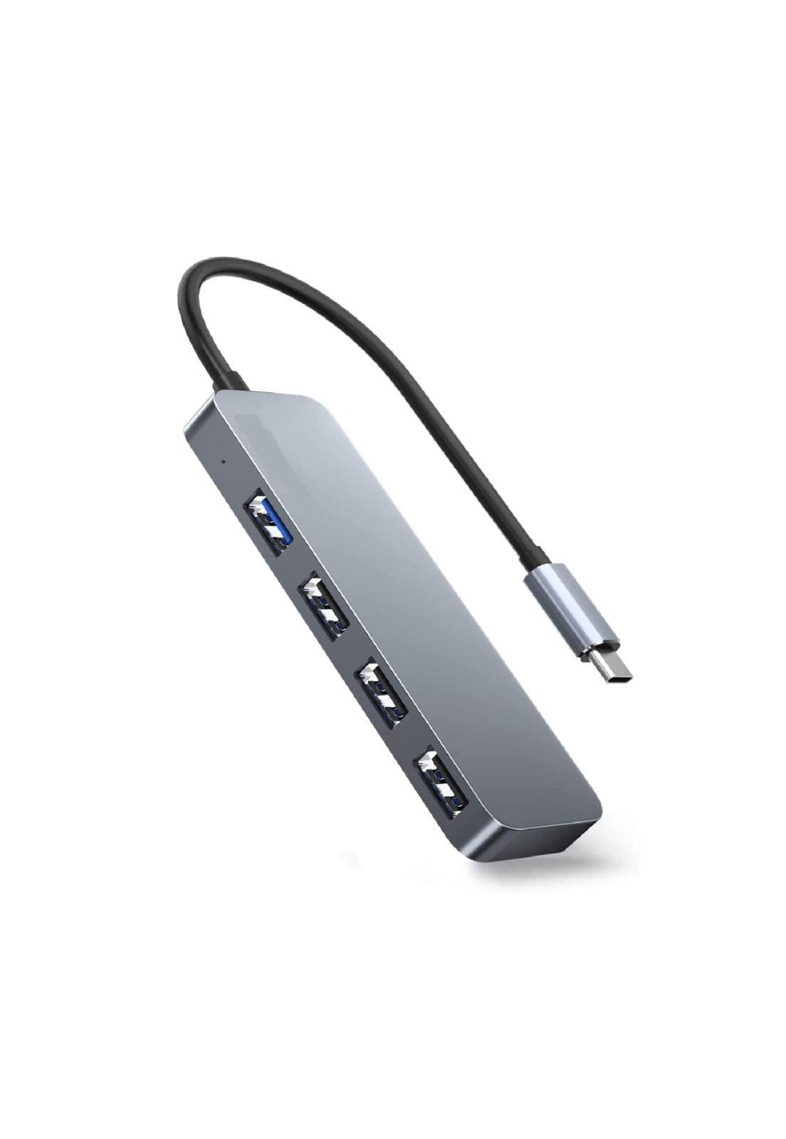 Hub USB-C 3.0 High Speed 5 Gbps Aluminium Flat 4 Puertos USB-1