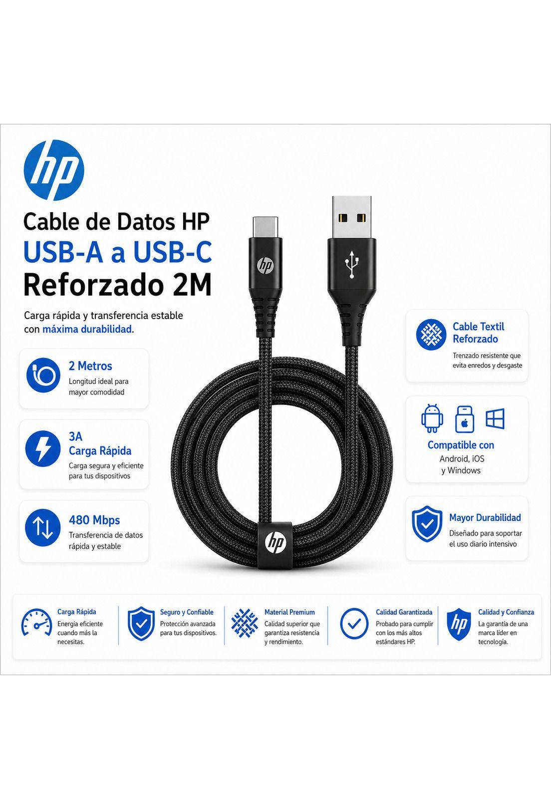 Cable De Datos HP USB a Type-C 3A High Power 2MT-6