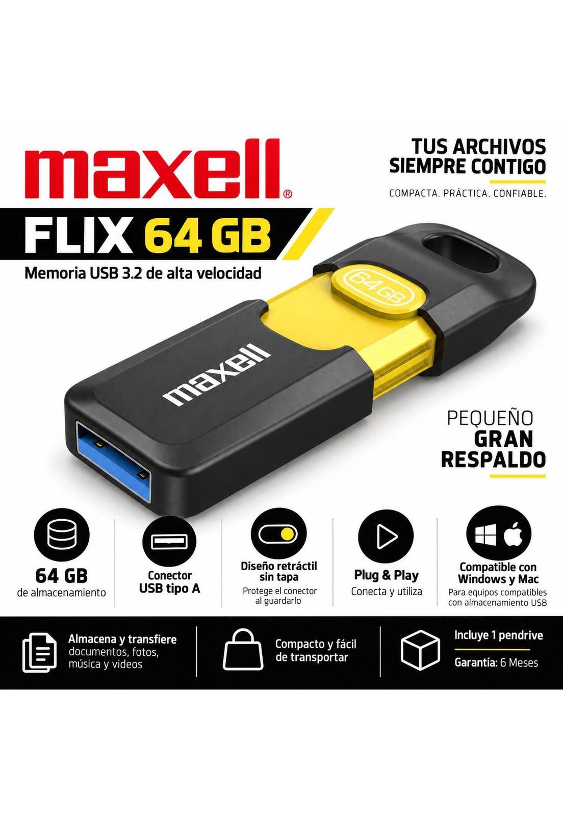 Pendrive Maxell Flix 64GB USB 3.2 High Speed-4