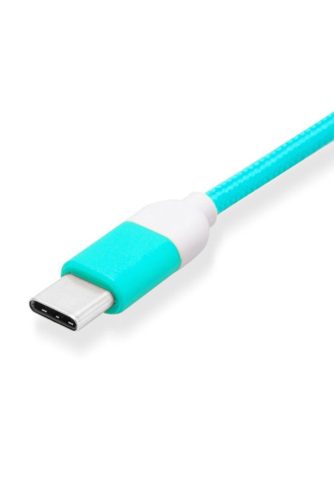 Cable De Datos Type-C Reforzado 1M Pantone AndroidAuto Green-1