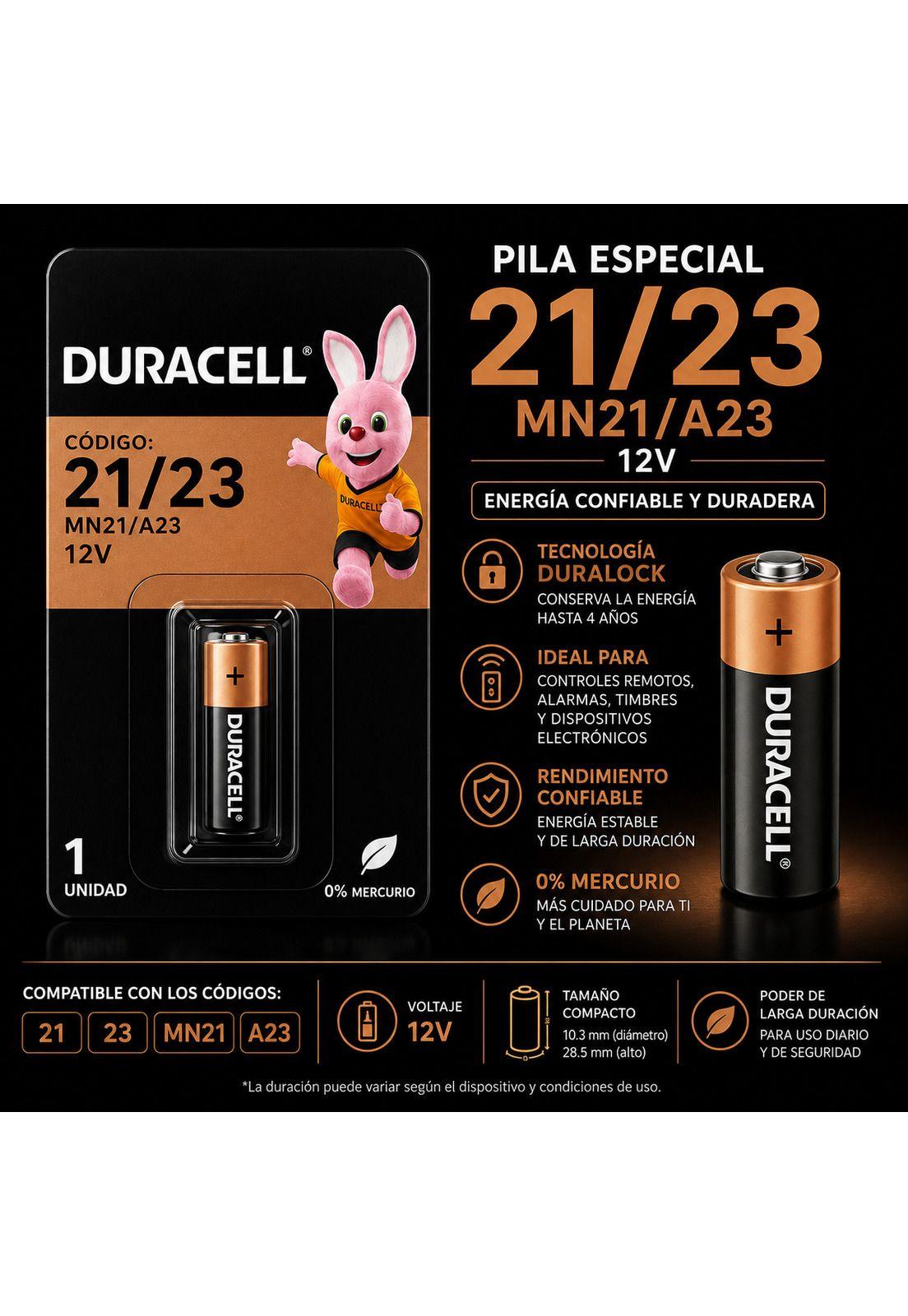 Pila Duracell Especial  23 / 21 / MN21 / A23 Duralock 12V-2