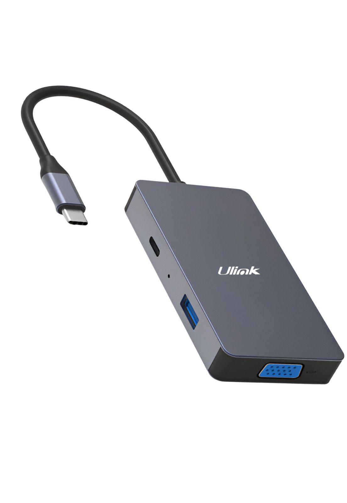 Hub Adaptador Type-C (5en1) 4K HDMI X2/ VGA/ Type-C/ USB 3.0-0
