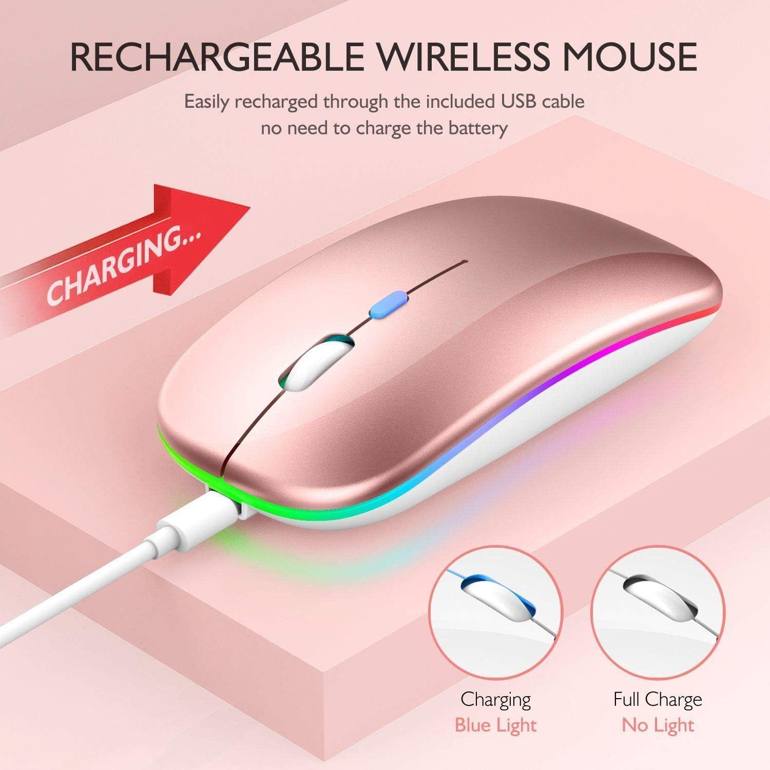 Mouse Dual Inalámbrico Rosado Recargable Bluetooth + USB 2G-10