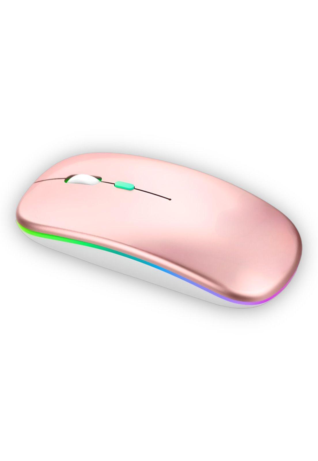 Mouse Dual Inalámbrico Rosado Recargable Bluetooth + USB 2G-5