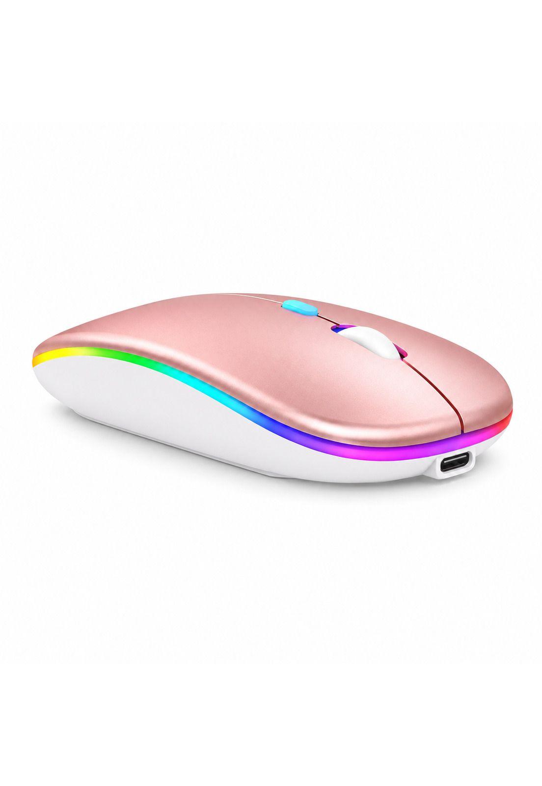 Mouse Dual Inalámbrico Rosado Recargable Bluetooth + USB 2G-2