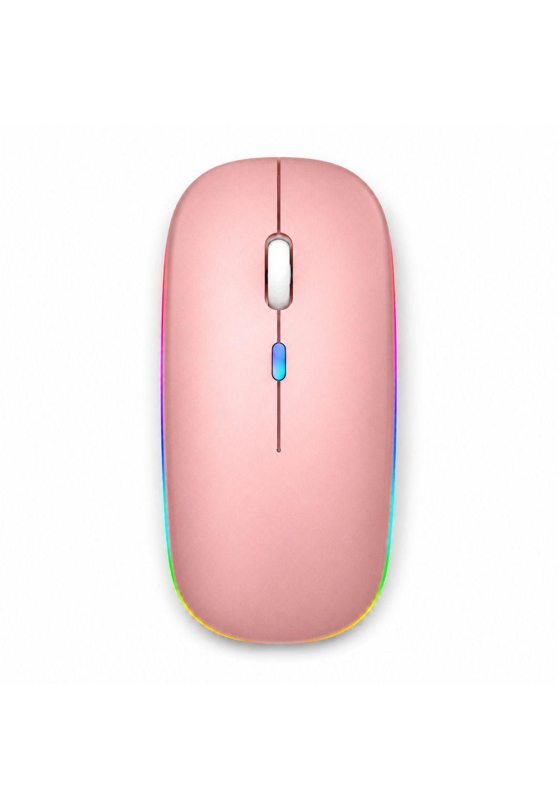 Mouse Dual Inalámbrico Rosado Recargable Bluetooth + USB 2G-3