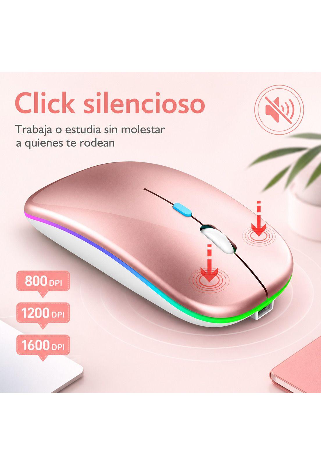 Mouse Dual Inalámbrico Rosado Recargable Bluetooth + USB 2G-6