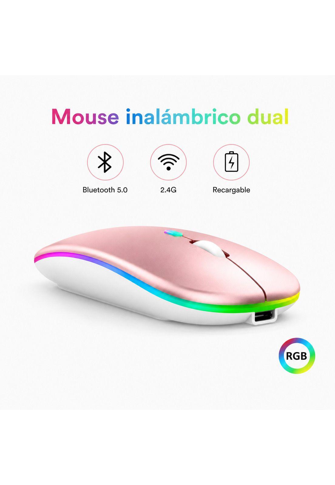 Mouse Dual Inalámbrico Rosado Recargable Bluetooth + USB 2G-8