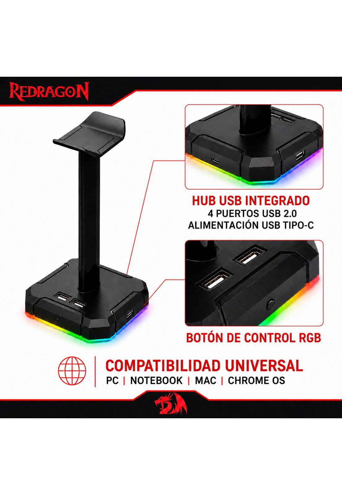 Soporte para Audífonos Redragon Scepter con Hub Usb FULL RGB-6
