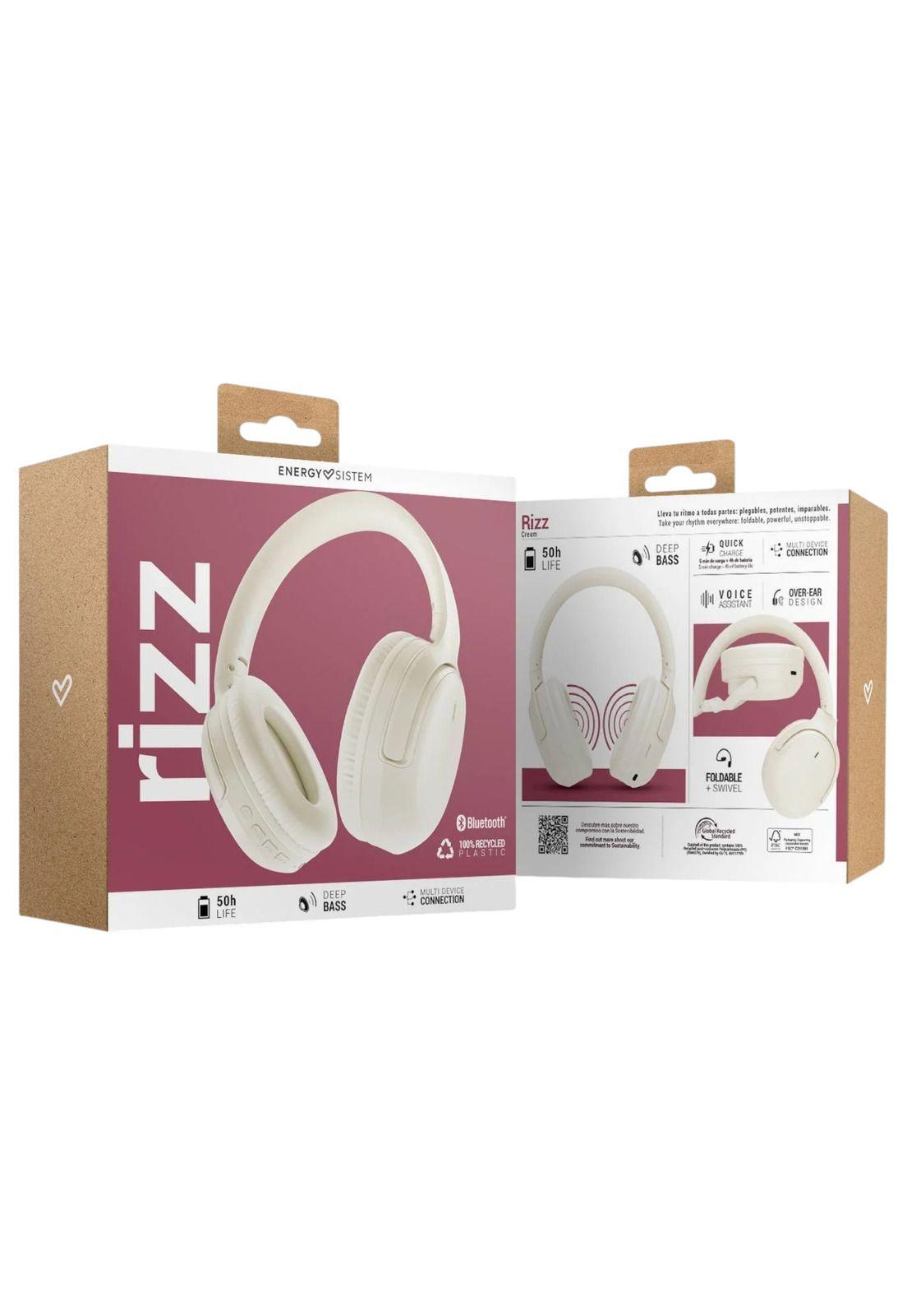Audífonos Bluetooth Energy Sistem Rizz Fold Cream Deep Bass 50Hrs-6