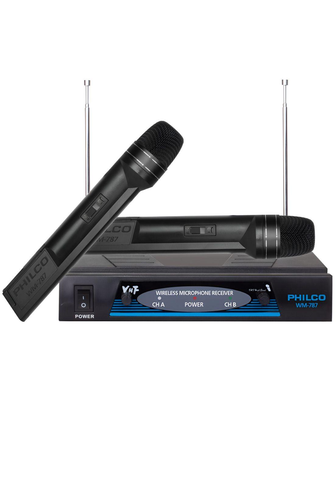 Pack de 2 Micrófonos Inalámbricos VHF PRO WM-787 Audio HD-4