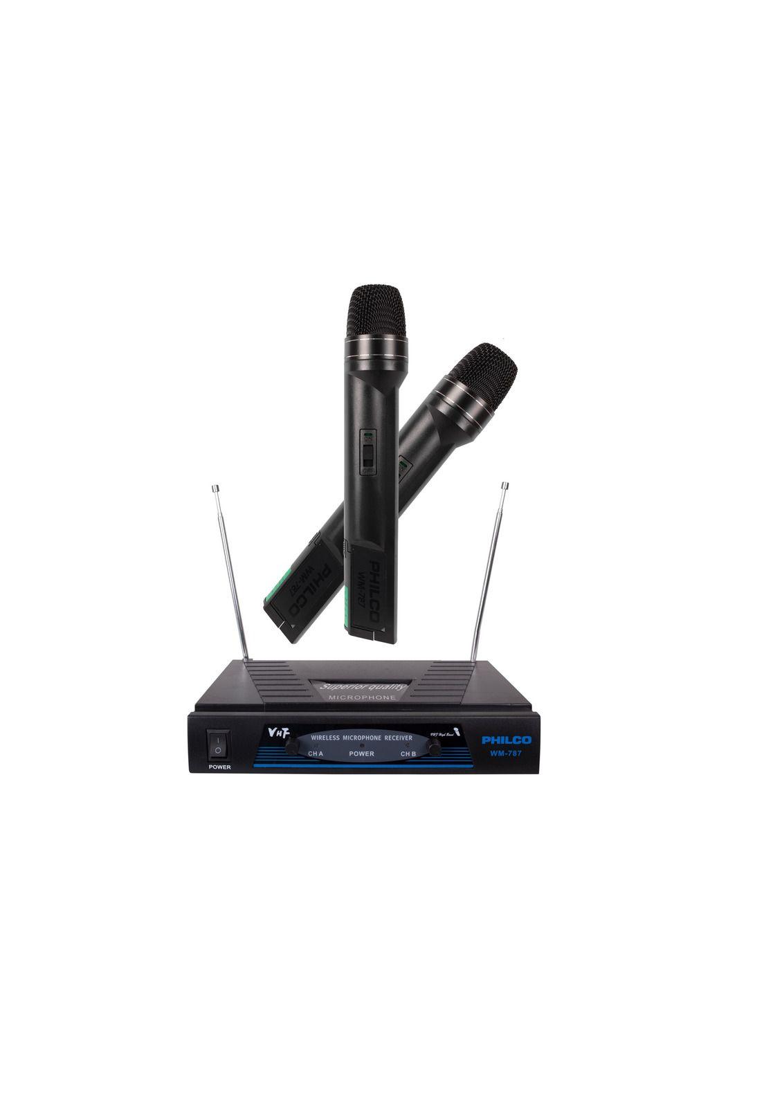 Pack de 2 Micrófonos Inalámbricos VHF PRO WM-787 Audio HD-6